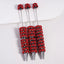 Beadable Clay Pen with Grainy Red Hearts & AB Rhinestones Valentine's Day Love Theme