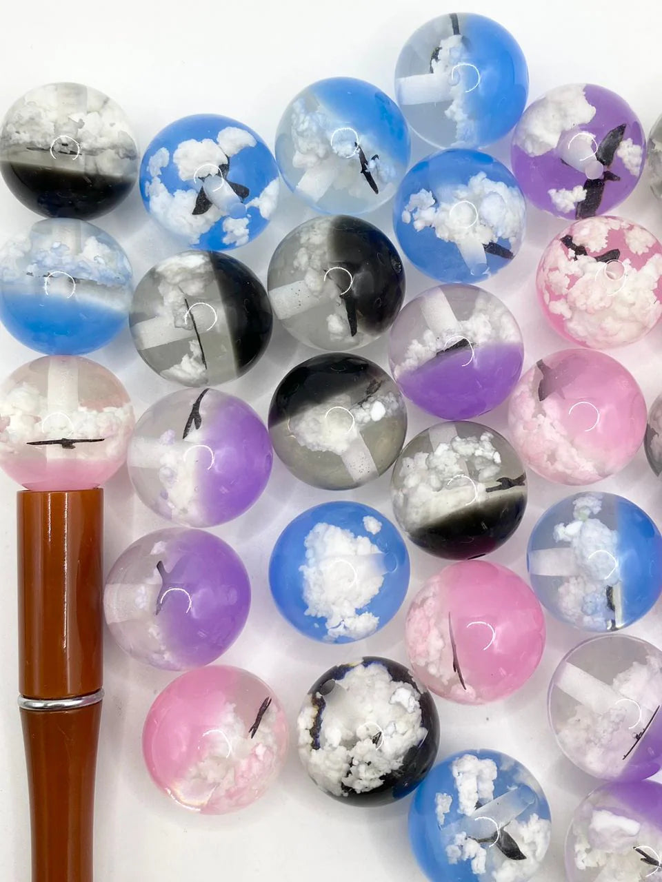 20mm Scenic Cloud and Bird Beads (5 pcs)