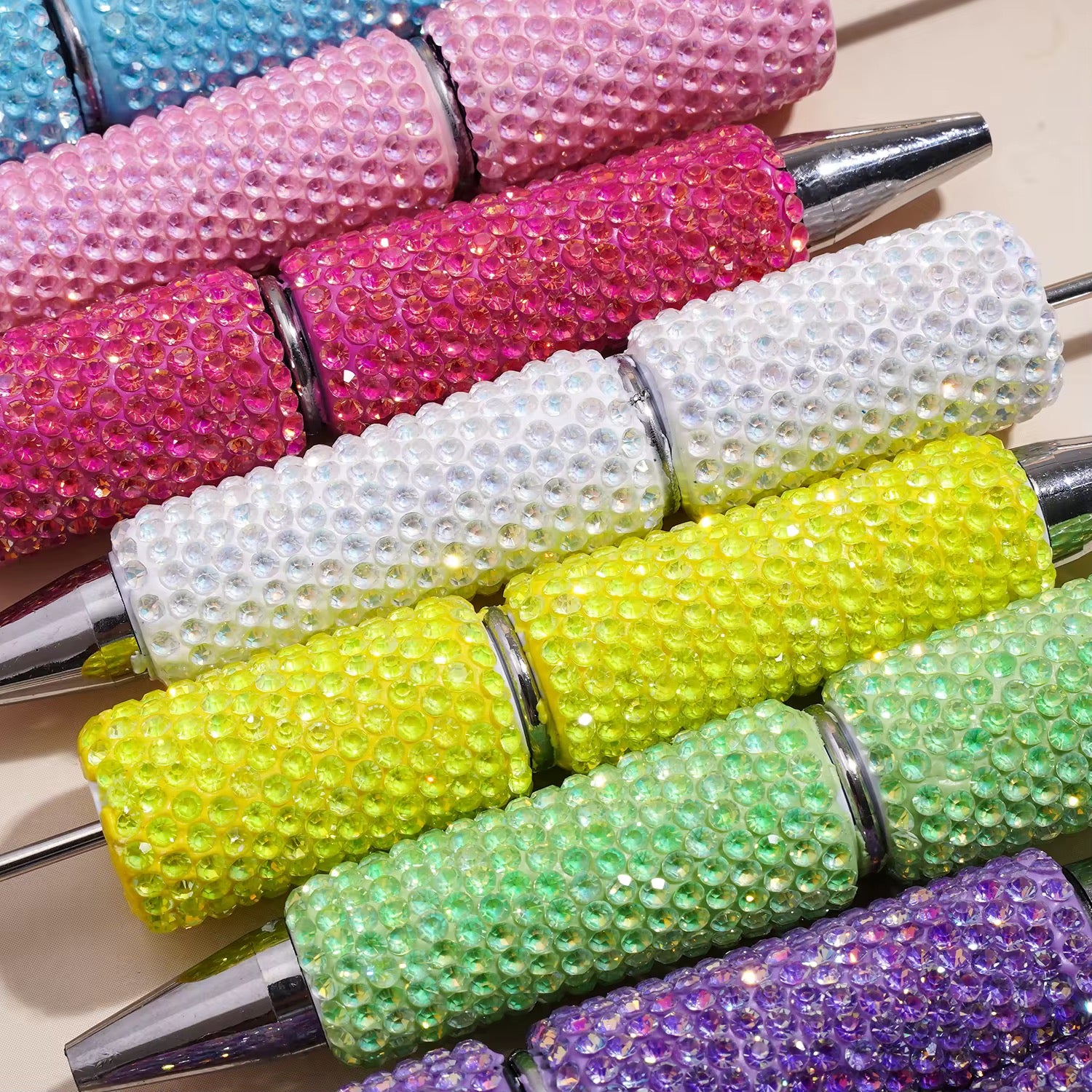 Clear Shinny Rhinestone Clay  Beadable Pens