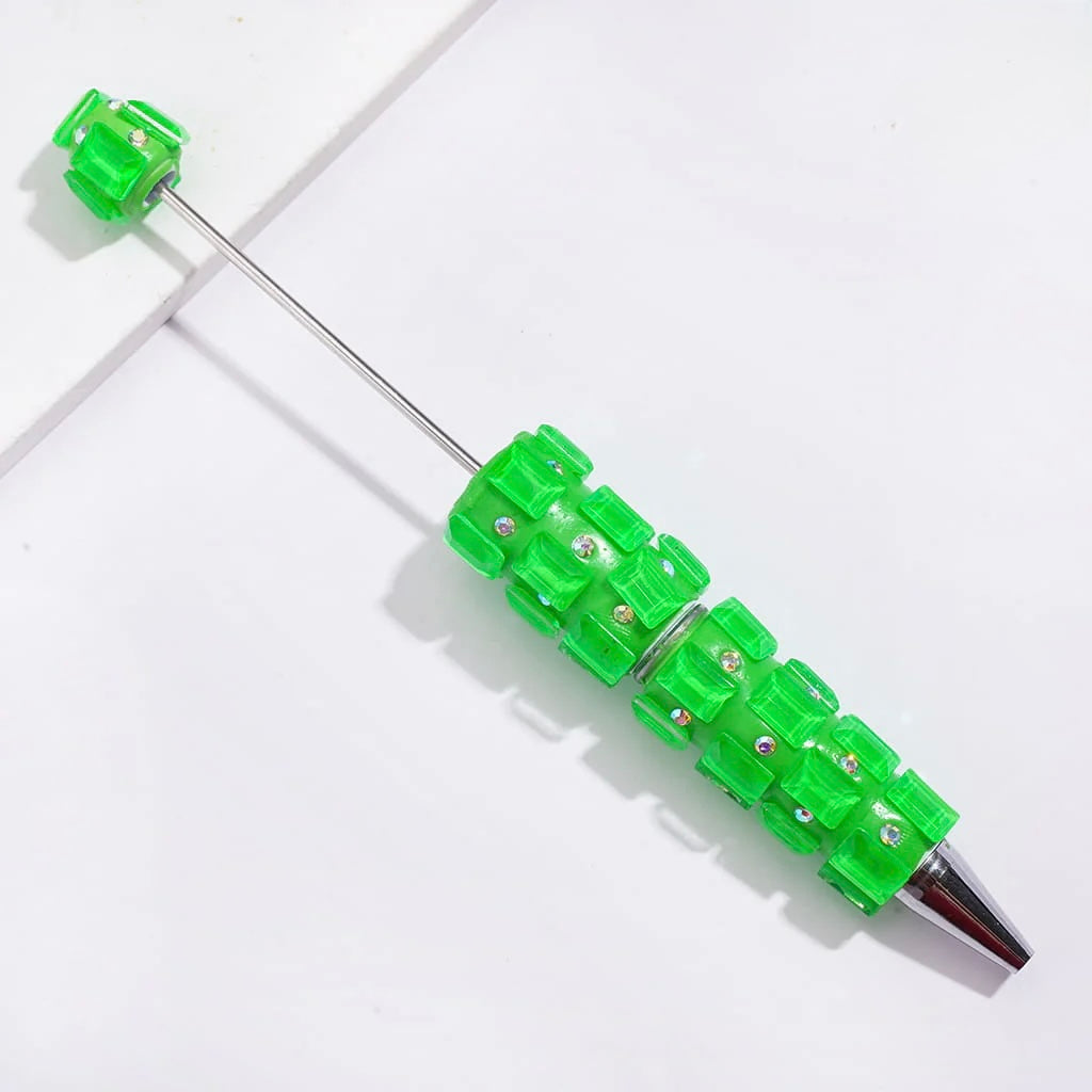 Beadable Clay Pens with Neon Colors Rectangle and AB Rhinestones