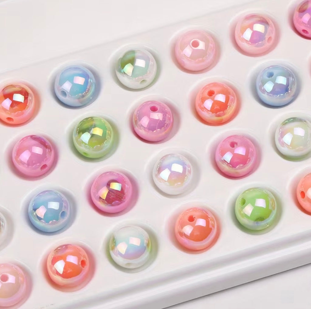16mm AB Clear Heart On Solid Beads Mix-K23