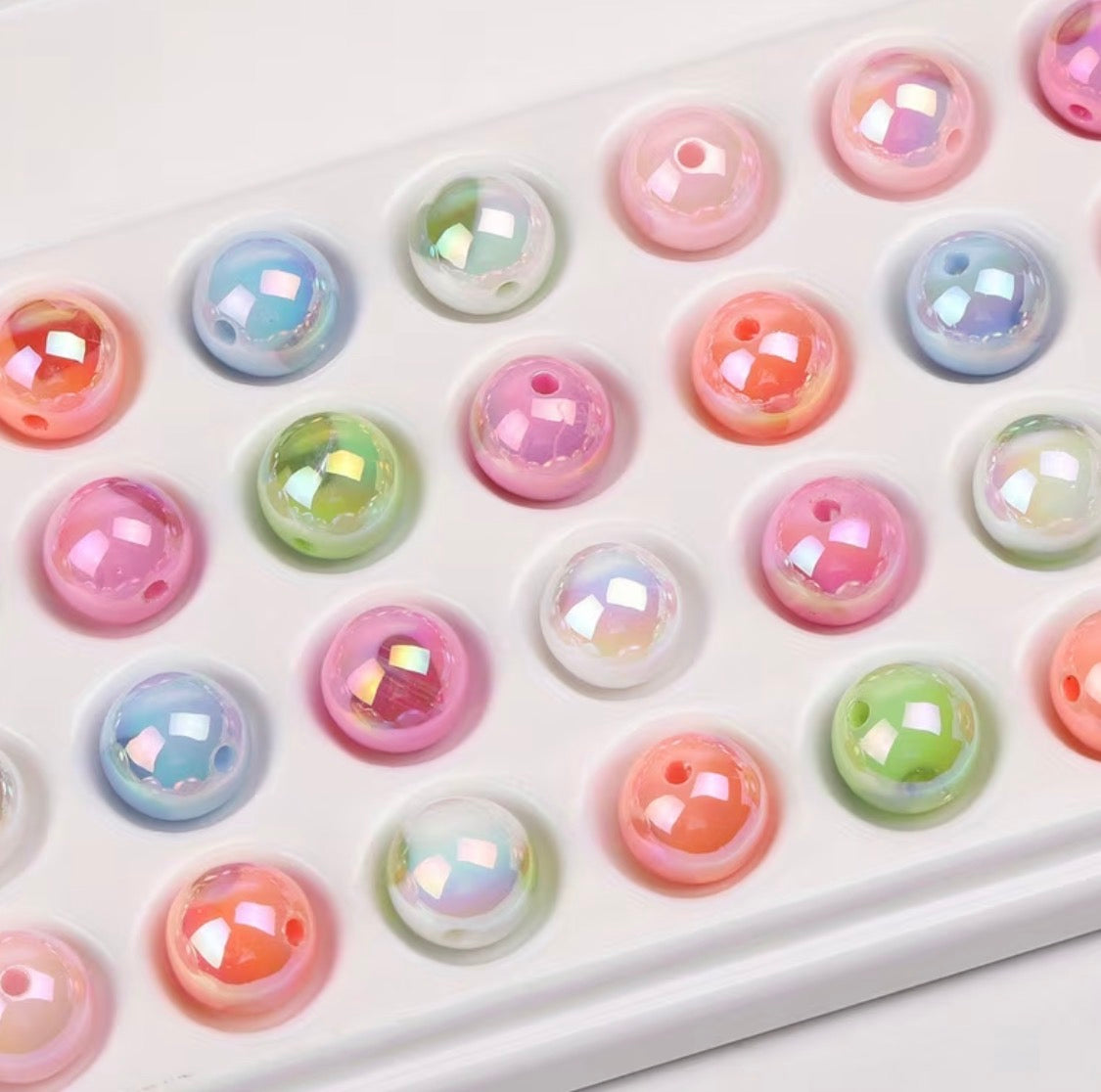 16mm AB Clear Heart On Solid Beads Mix-K23