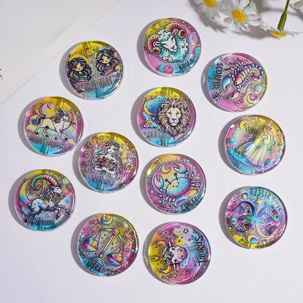 31mm Round Flat Zodiac Theme AB Beads-GG21