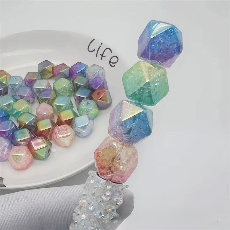 16mm Polygonal Cracked AB Bicolored Beads-B10