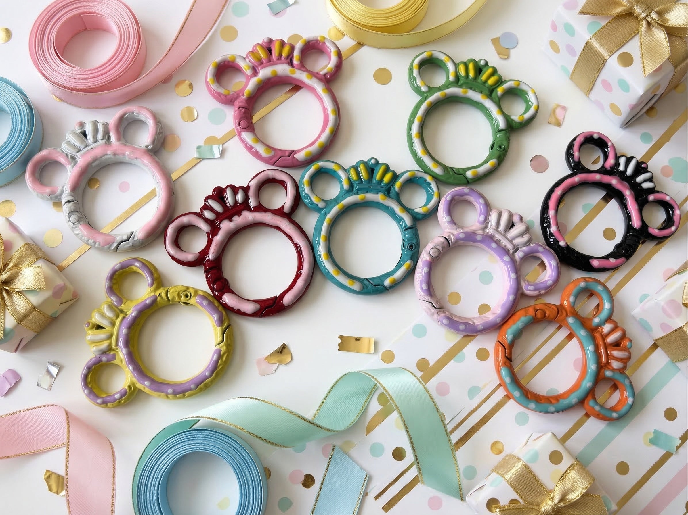 Mouse Head Keychain Clamp Rings (10pcs)