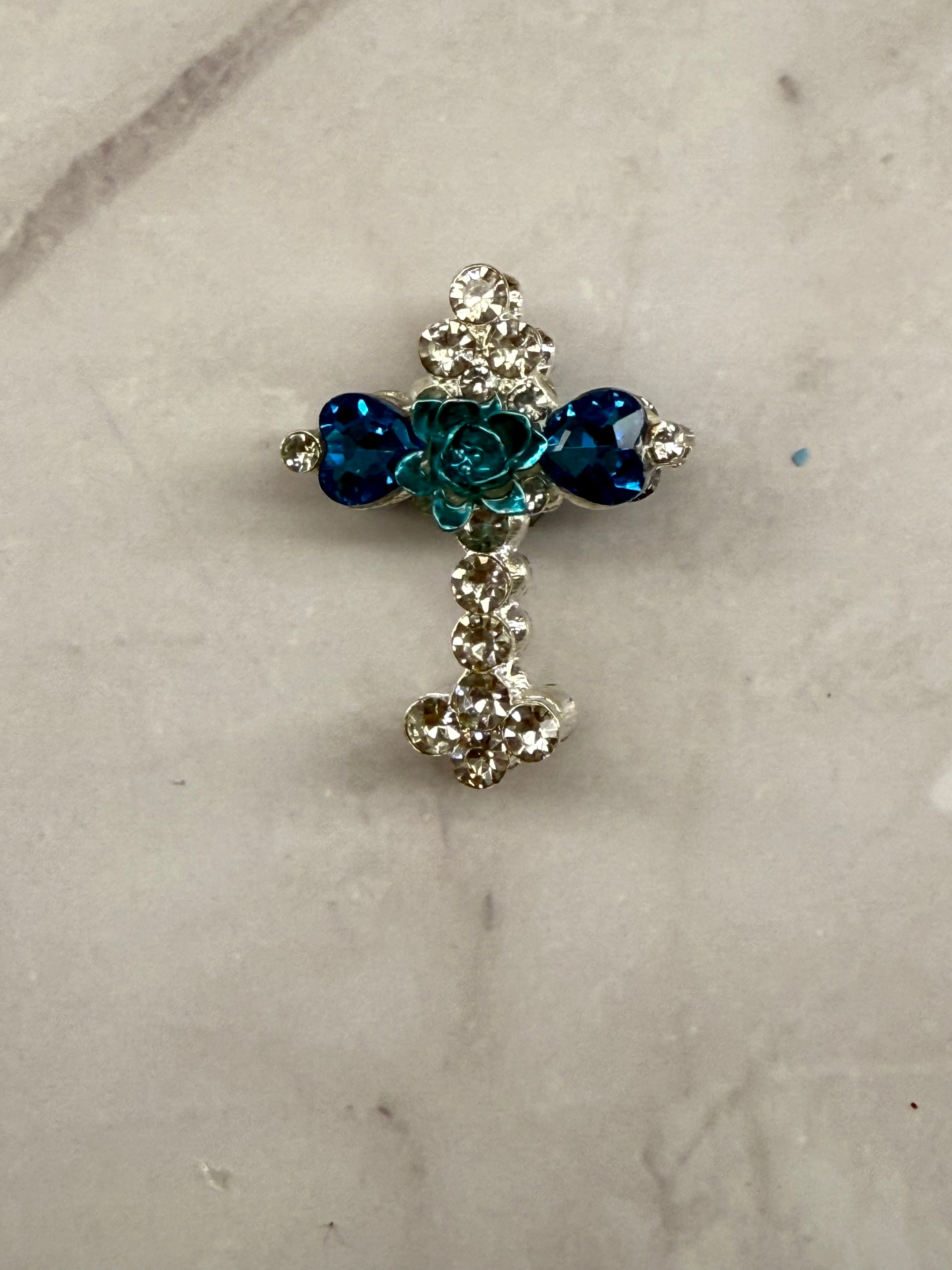 Metal Alloy Cross Rhinestone Beads