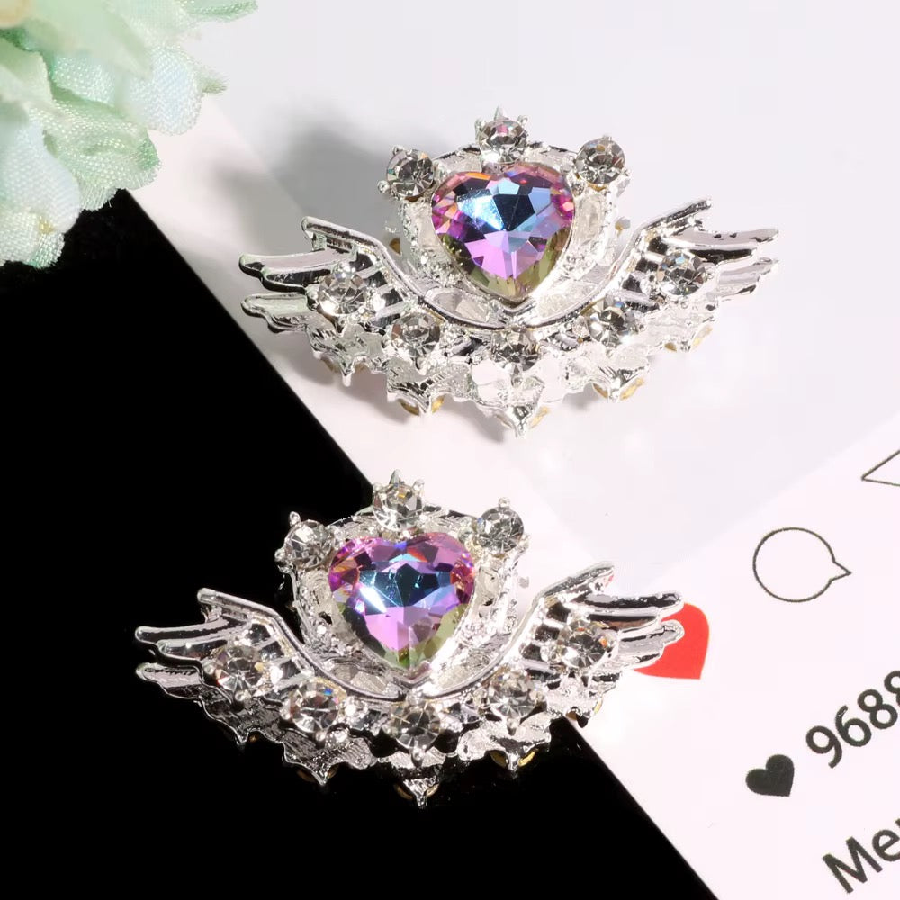 Rhinestone Metal Alloy Heart and Wings-U10