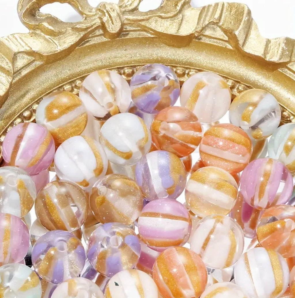 16mm Luxury Gold Striped Beads With UV Plating-S24