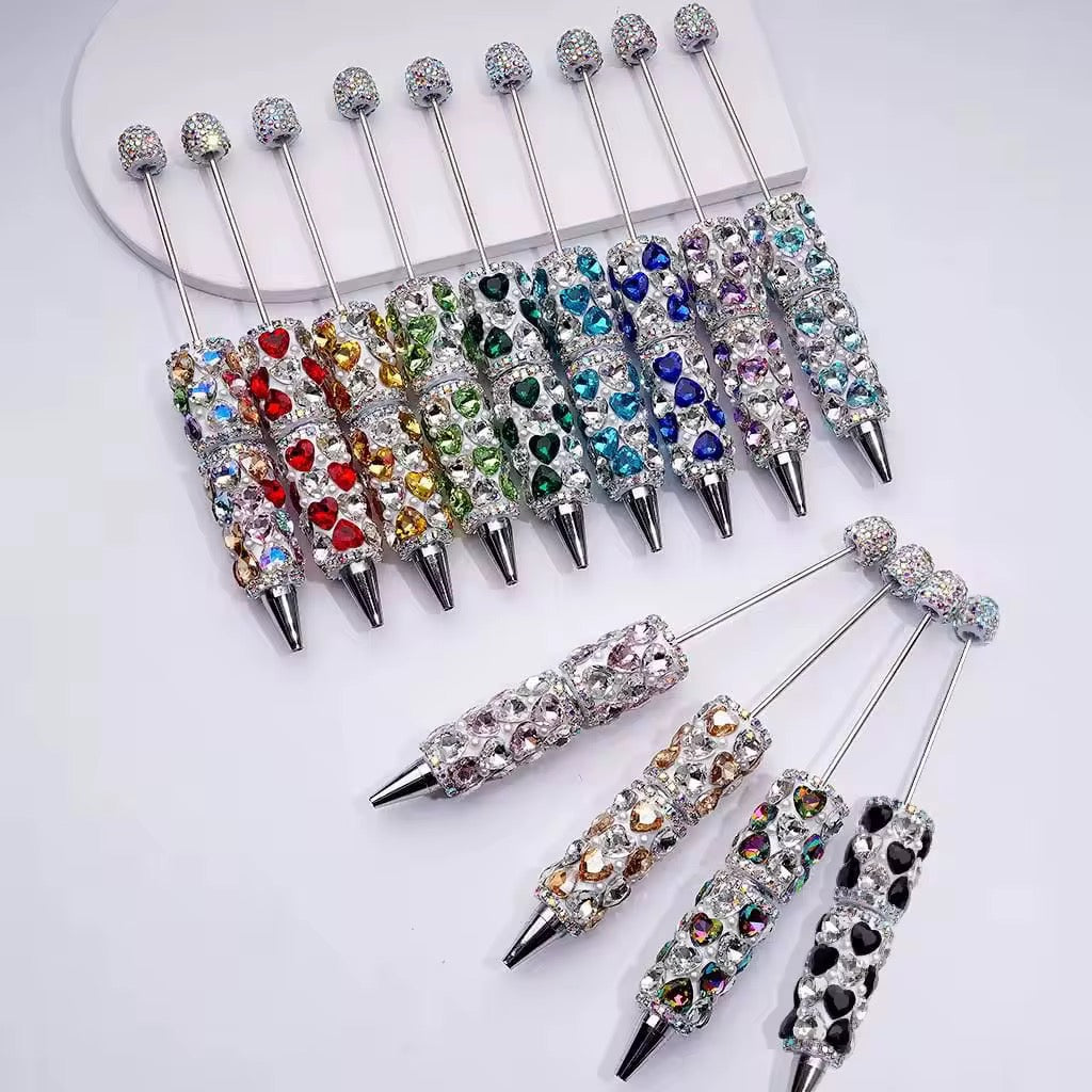Crystal Heart Rhinestone Beadable Pens