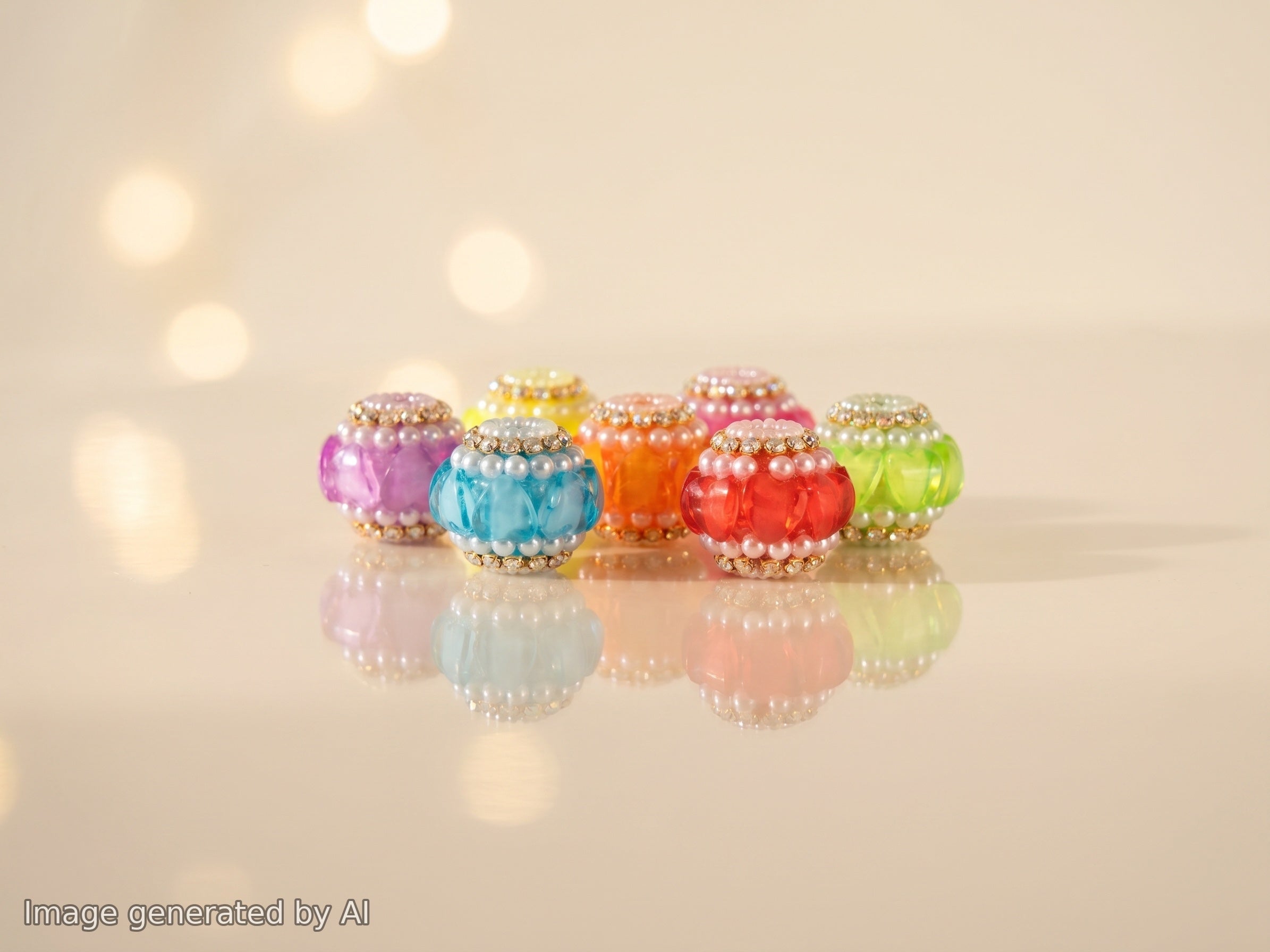 20mm Neon Brights Hearts and  Rhinestone Beads (5pcs) Secondary image