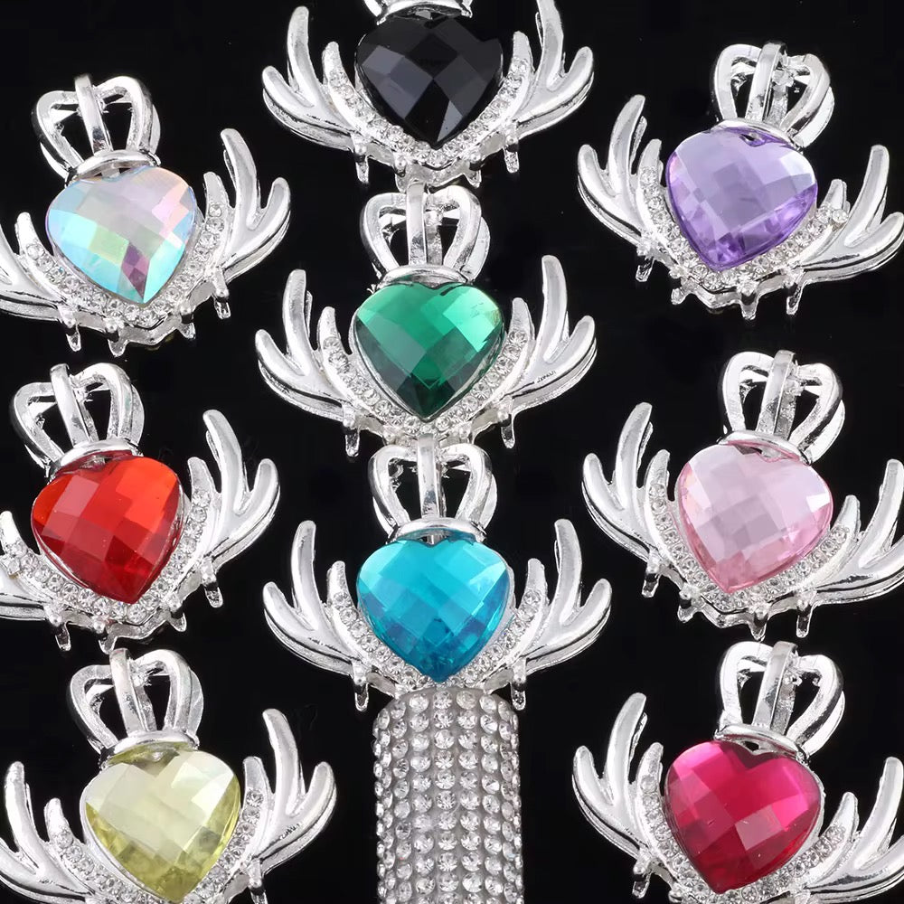 30mm Alloy Crown Rhinestone Hearts-U10