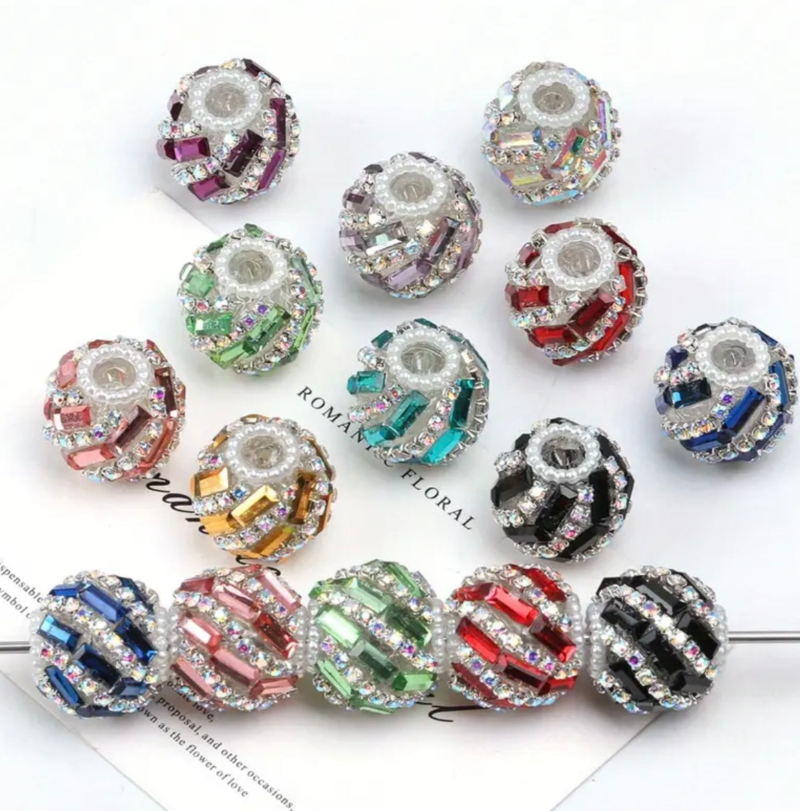 18mm Fancy Rectangle Rhinestone Swirl Beads