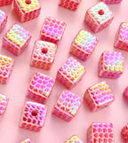 16mm Hearts on Square Beads (10 pcs)-E3