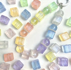 16mm Glitter Shimmer Cube Beads