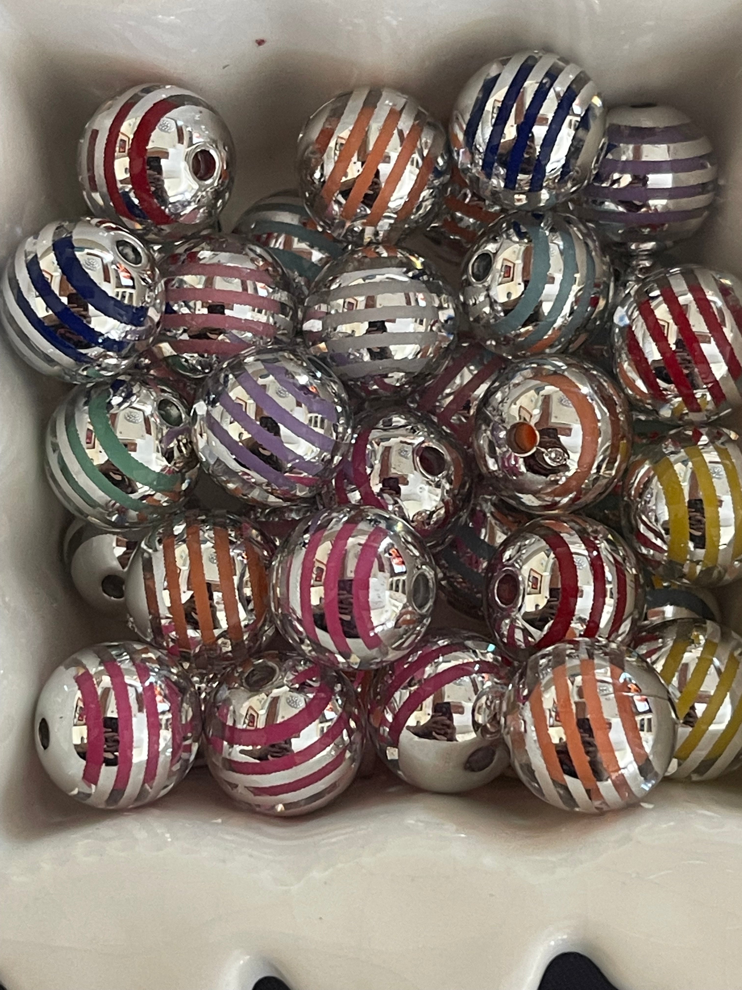 16mm Metalic Stripped Double Layered Beads-J12 Main image
