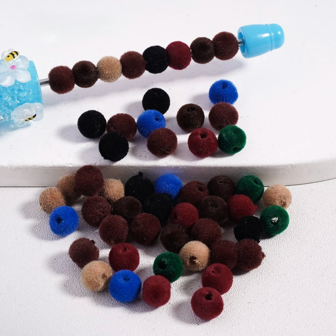 6mm Dark Neutral Flocked Velvet Beads