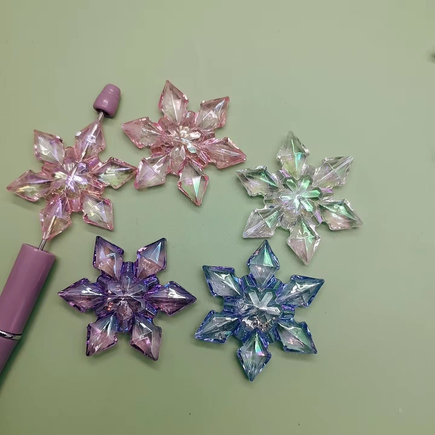 36mm Clear Snowflake Beads Mix (5Pcs)