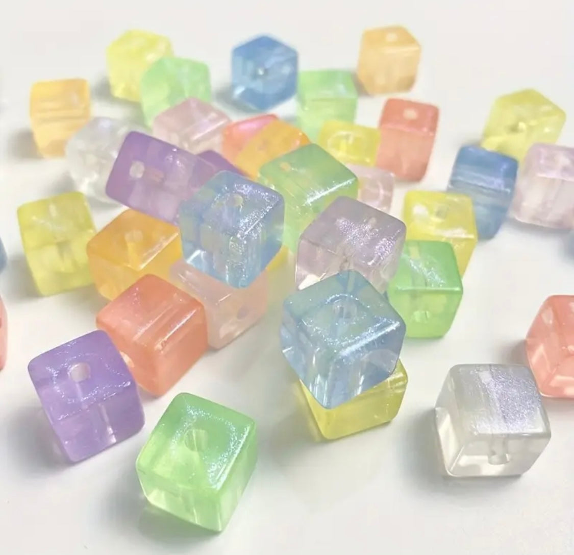 16mm Glitter Shimmer Cube Beads Main image