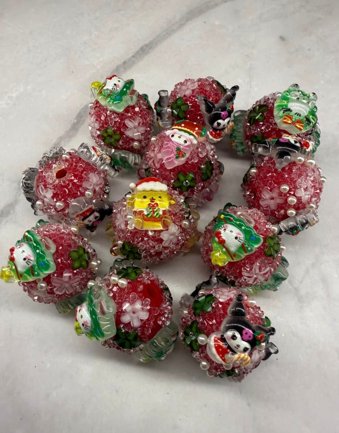 16mm Christmas Charms Character Fancy Beads (5pcs)