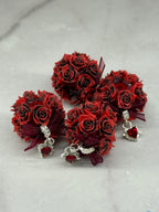 Fancy Rose Beads with Rhinestone Dangle Heart