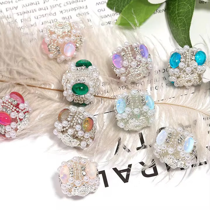 17mm Pearl and Oval Cat-Eye Fancy Bead  Mix (5pcs) Secondary image