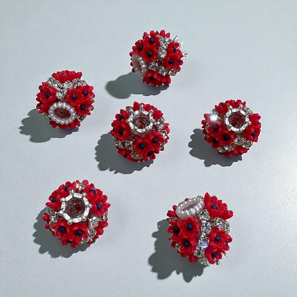 19mm Crowned Flower & Rhinestone Beads
