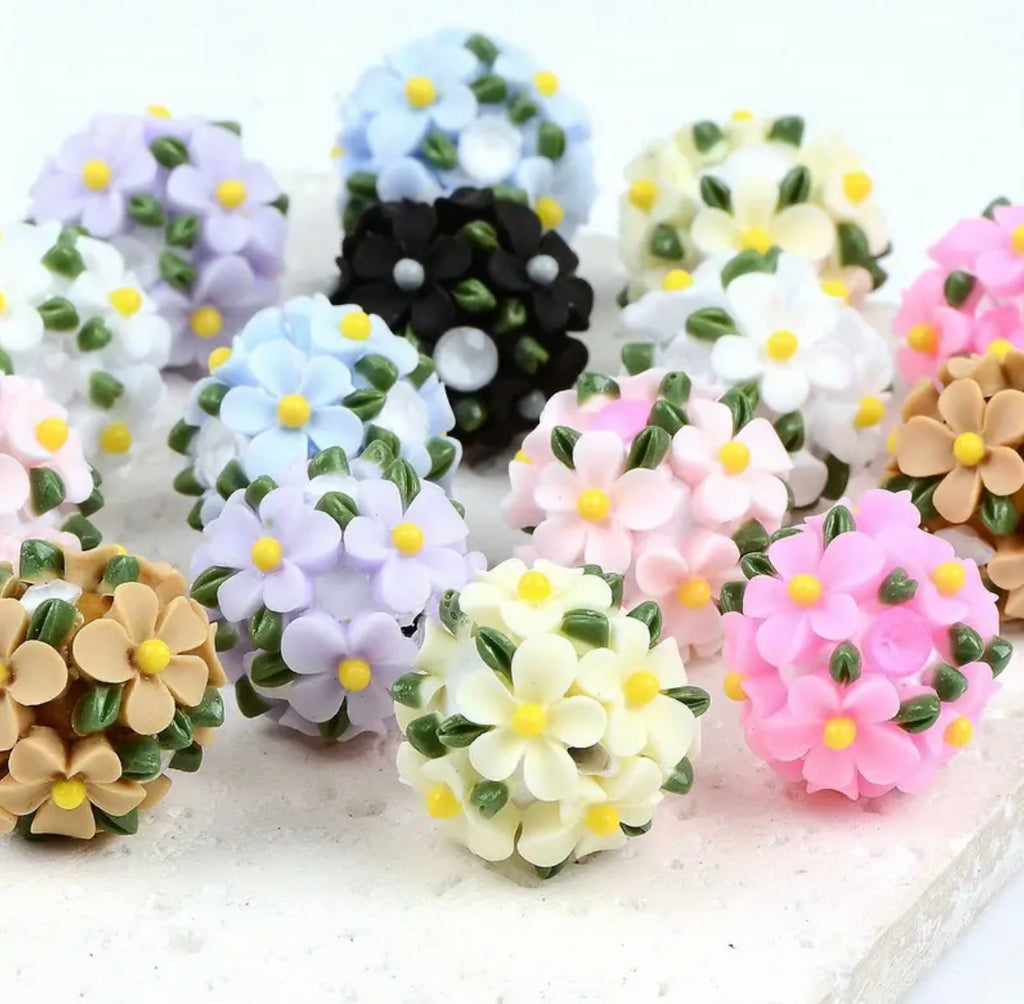 16mm Fancy Clay Daisy and Stone Beads-S6