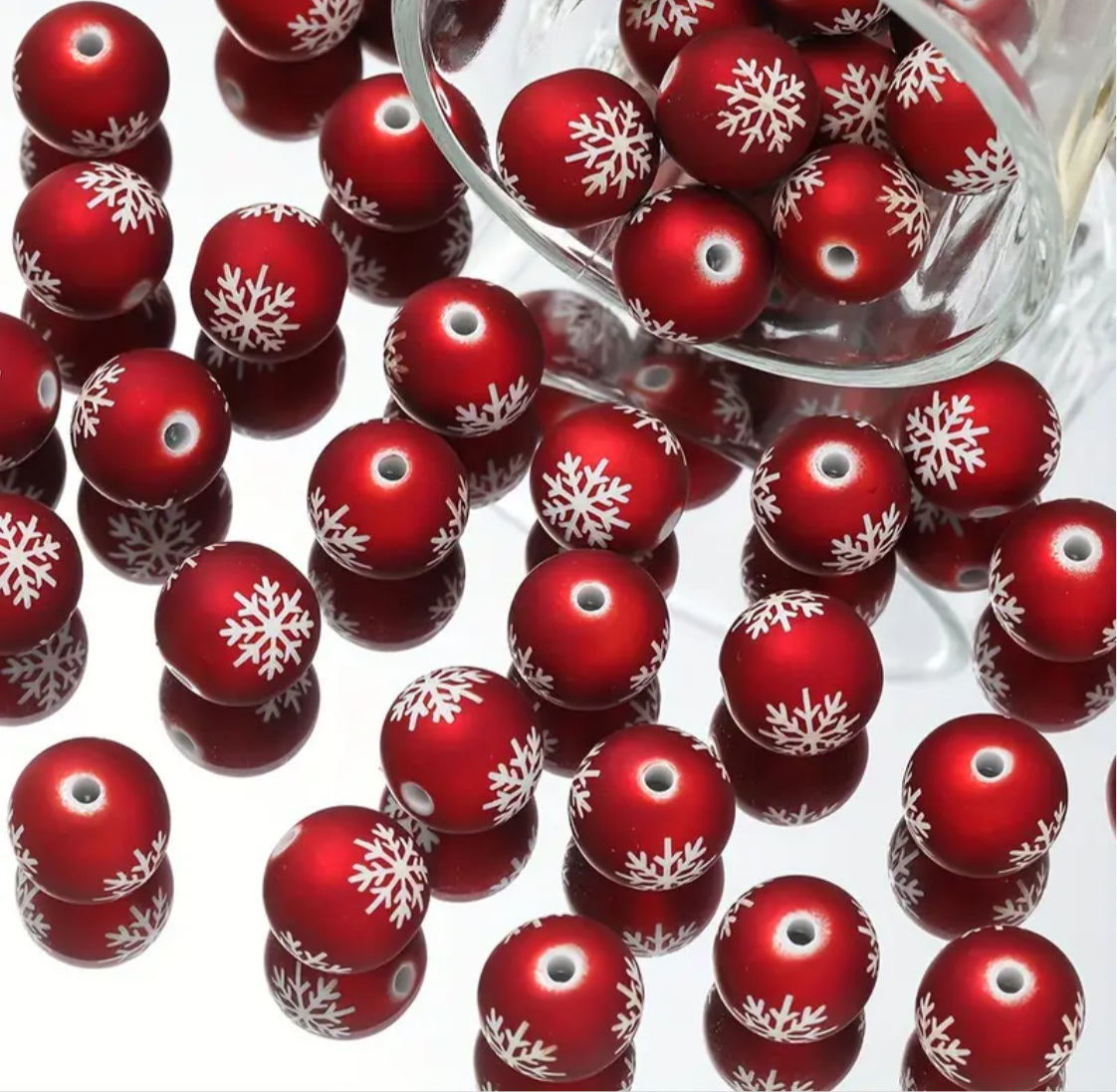 16mm Snowflake On Reds Beads Secondary image