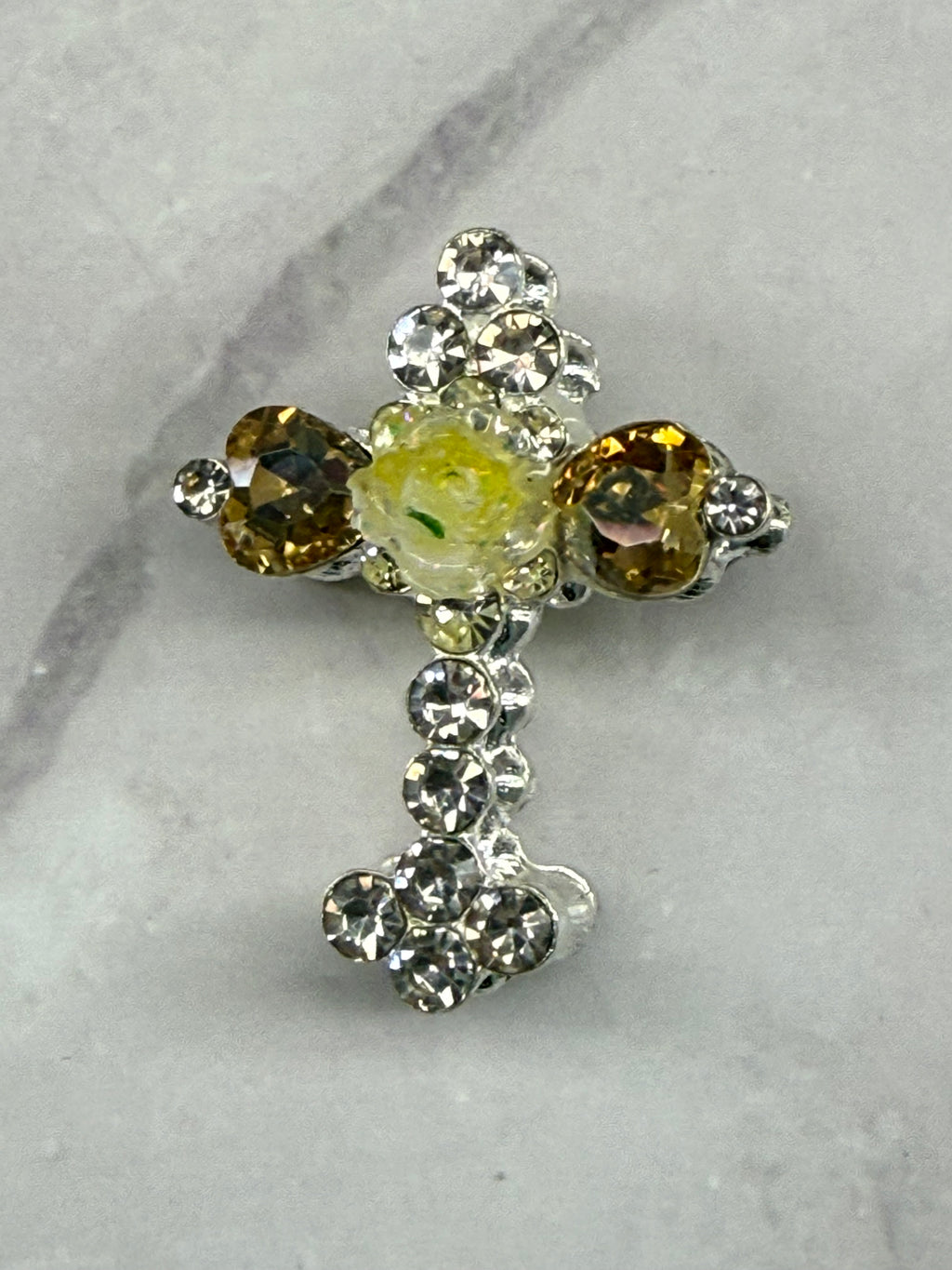 Metal Alloy Cross Rhinestone Beads