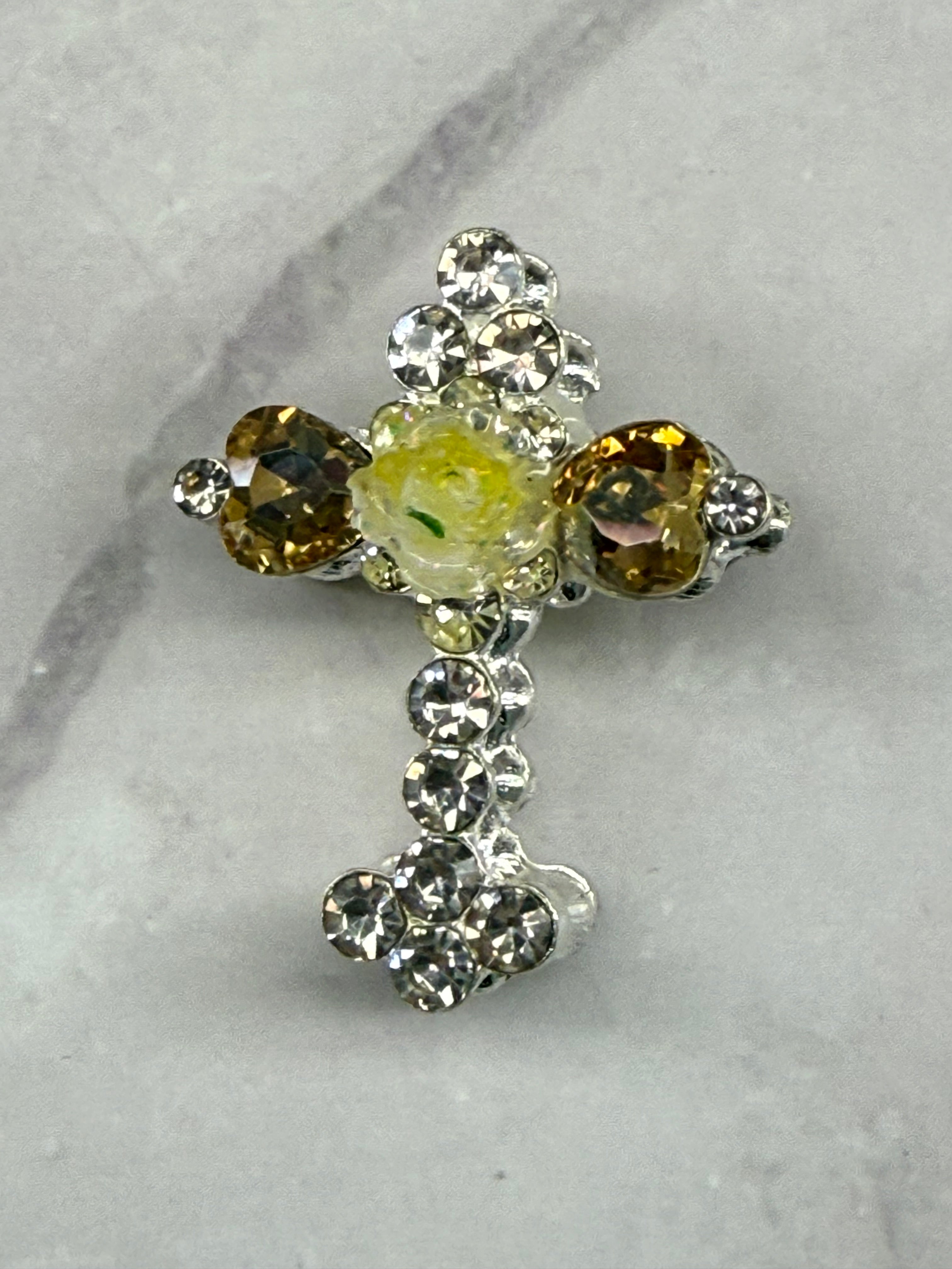 Metal Alloy Cross Rhinestone Beads