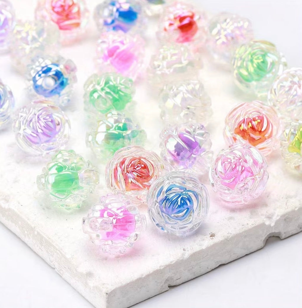 16mm Rose Shaped AB Double Layered Rose Beads