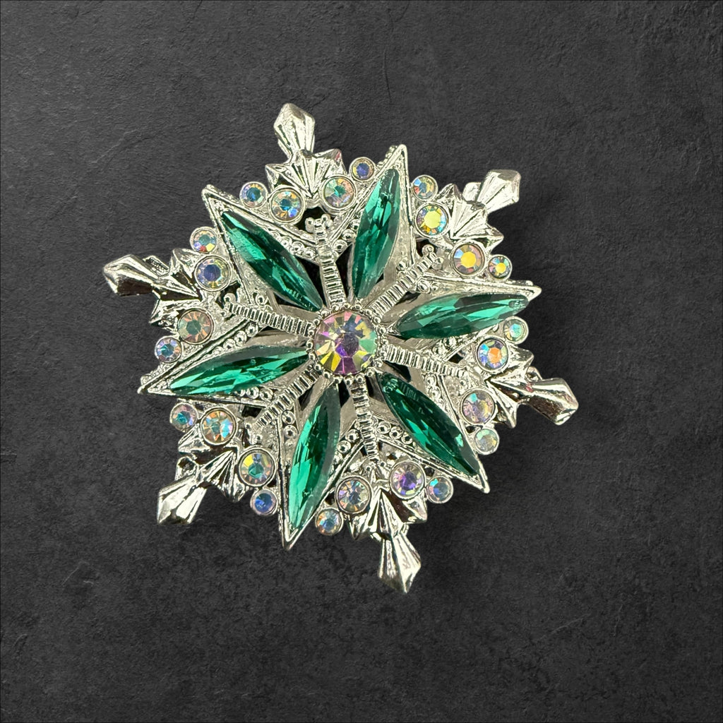 40mm Metal Alloy Snowflake Rhinestone Beads-T4