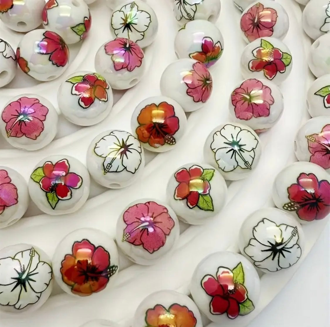 16mm Hibiscus Flowers Beads Mix-H3