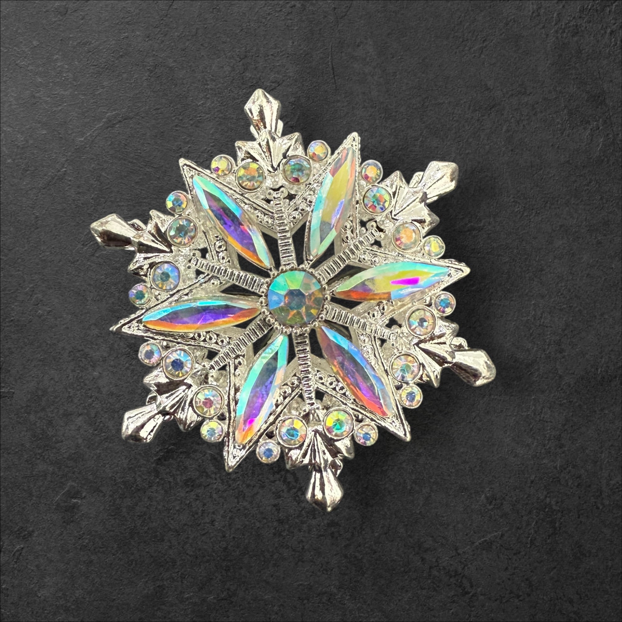 40mm Metal Alloy Snowflake Rhinestone Beads-T4