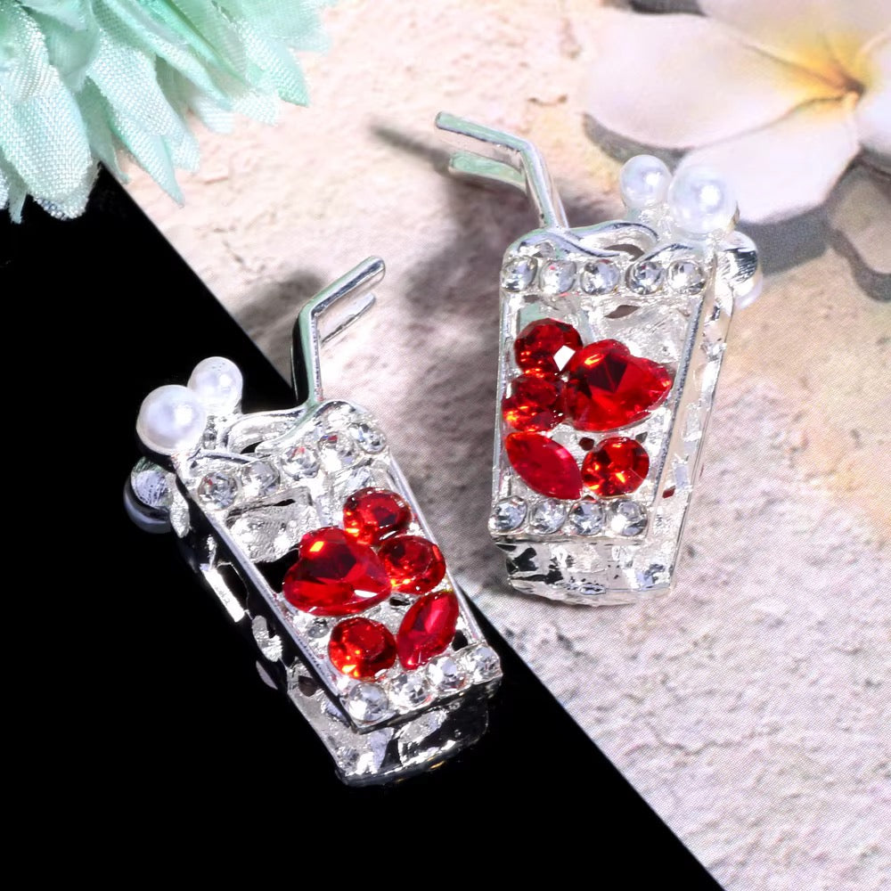 Metal Alloy Drink Cup Rhinestone Beads-U5