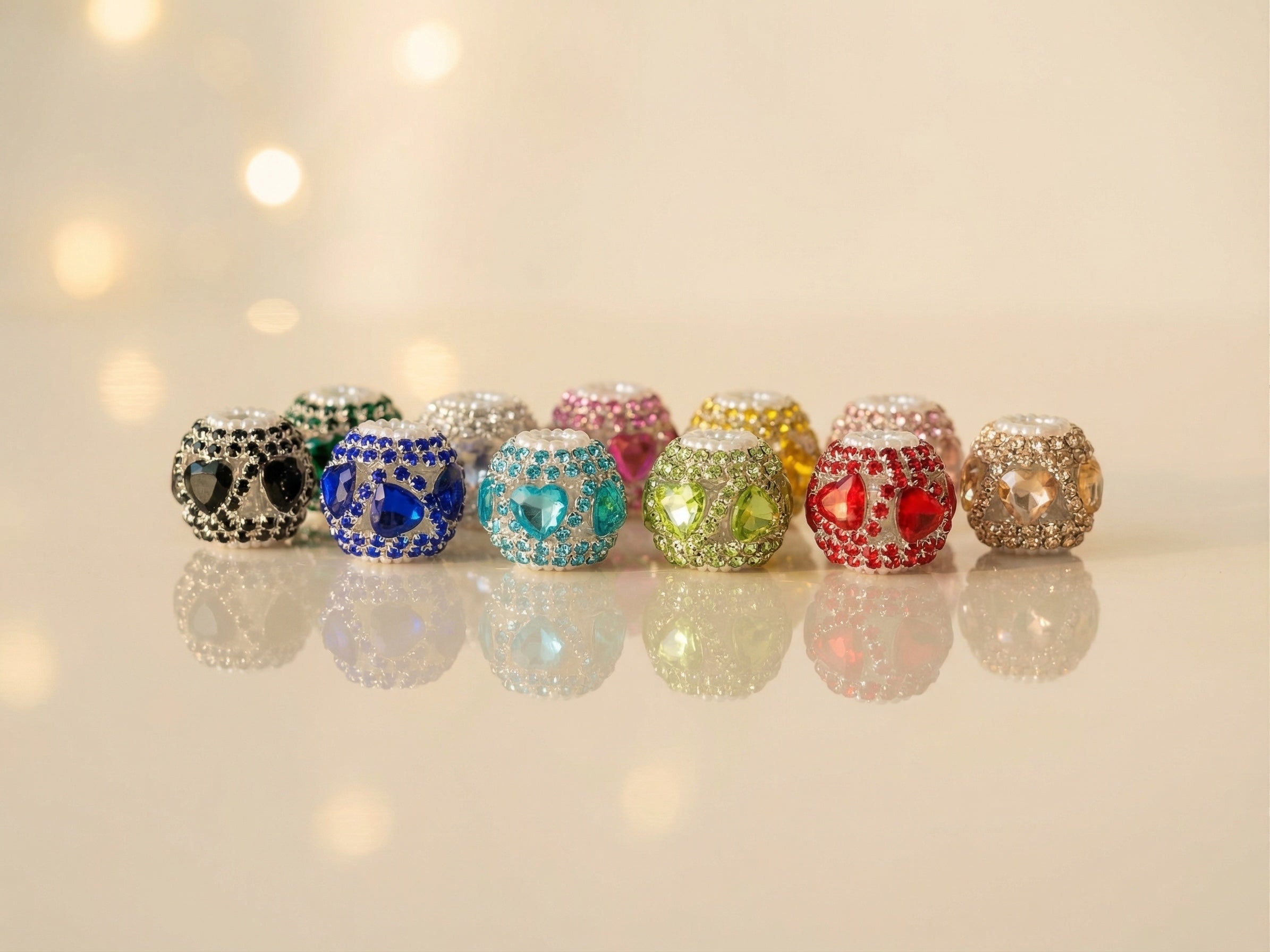 17mm Crystal Hearts and Rhineston Fancy Bead  Mix (5pcs)