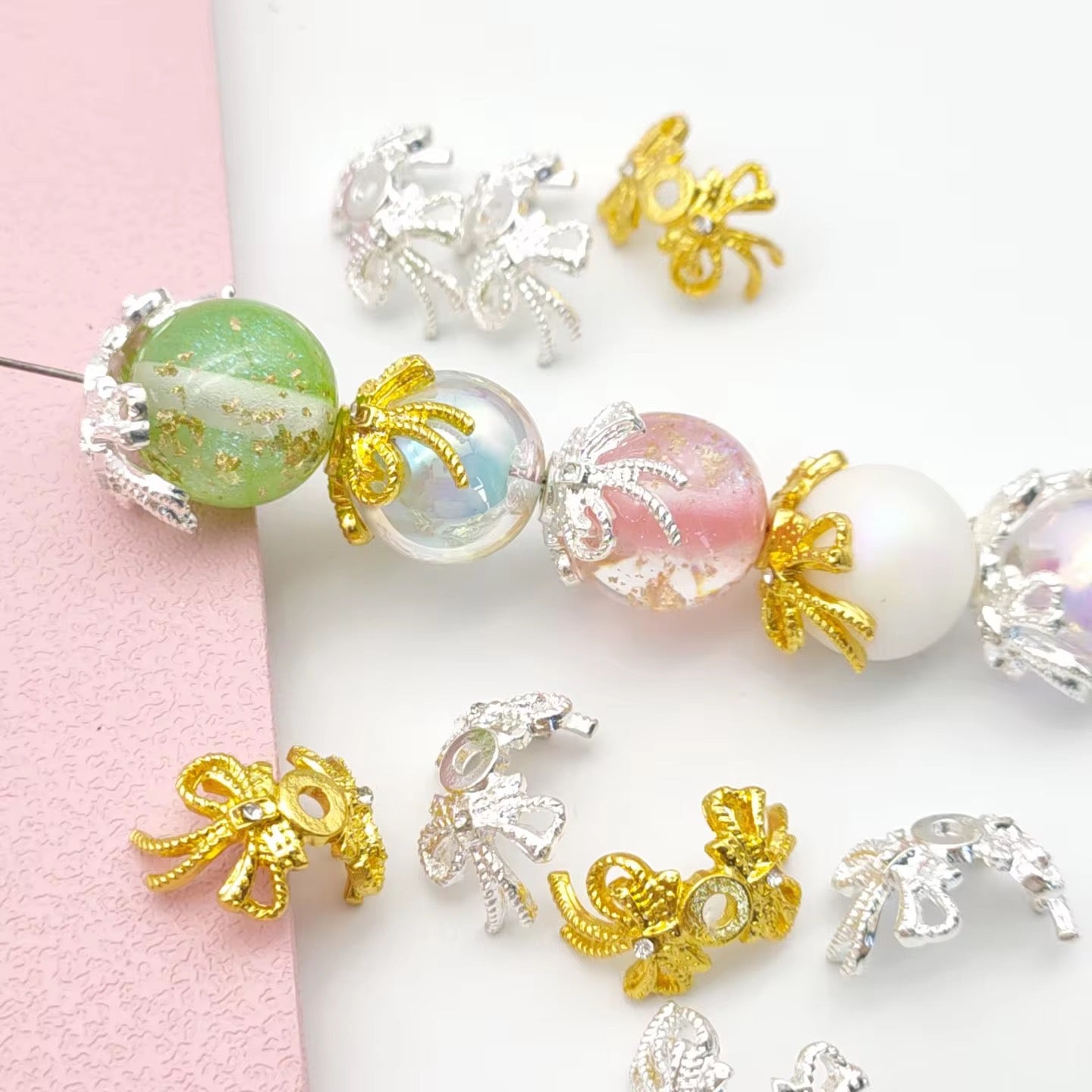 Metal Bow Bead Caps (10pcs)