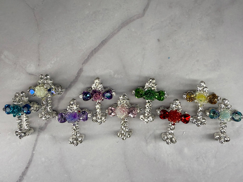 Metal Alloy Cross Rhinestone Beads