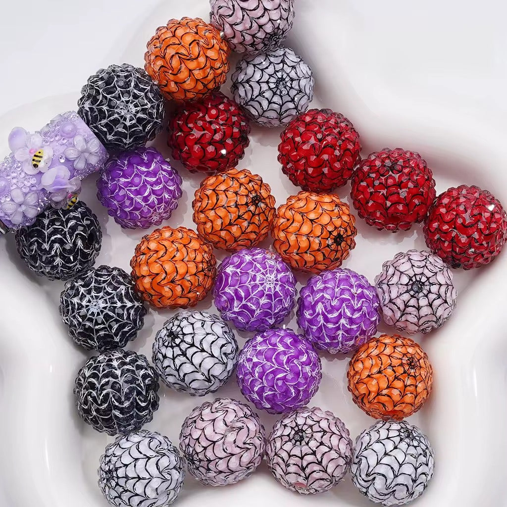 18mm Clear Rhinestone Spiderweb Beads (5pcs) Main image