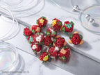 18mm  Red Rhinestone Christmas Fancy Beads (5pcs)