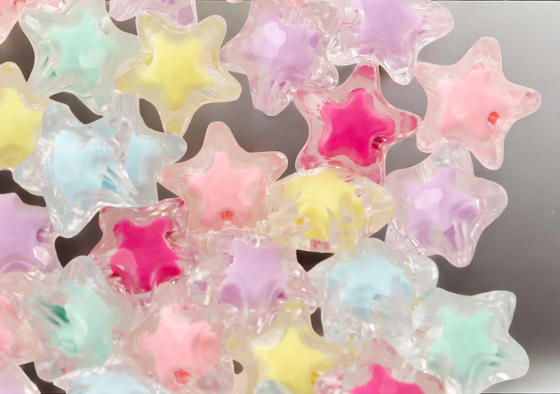 15mm Clear Double Layered Star Bead Mix Secondary image
