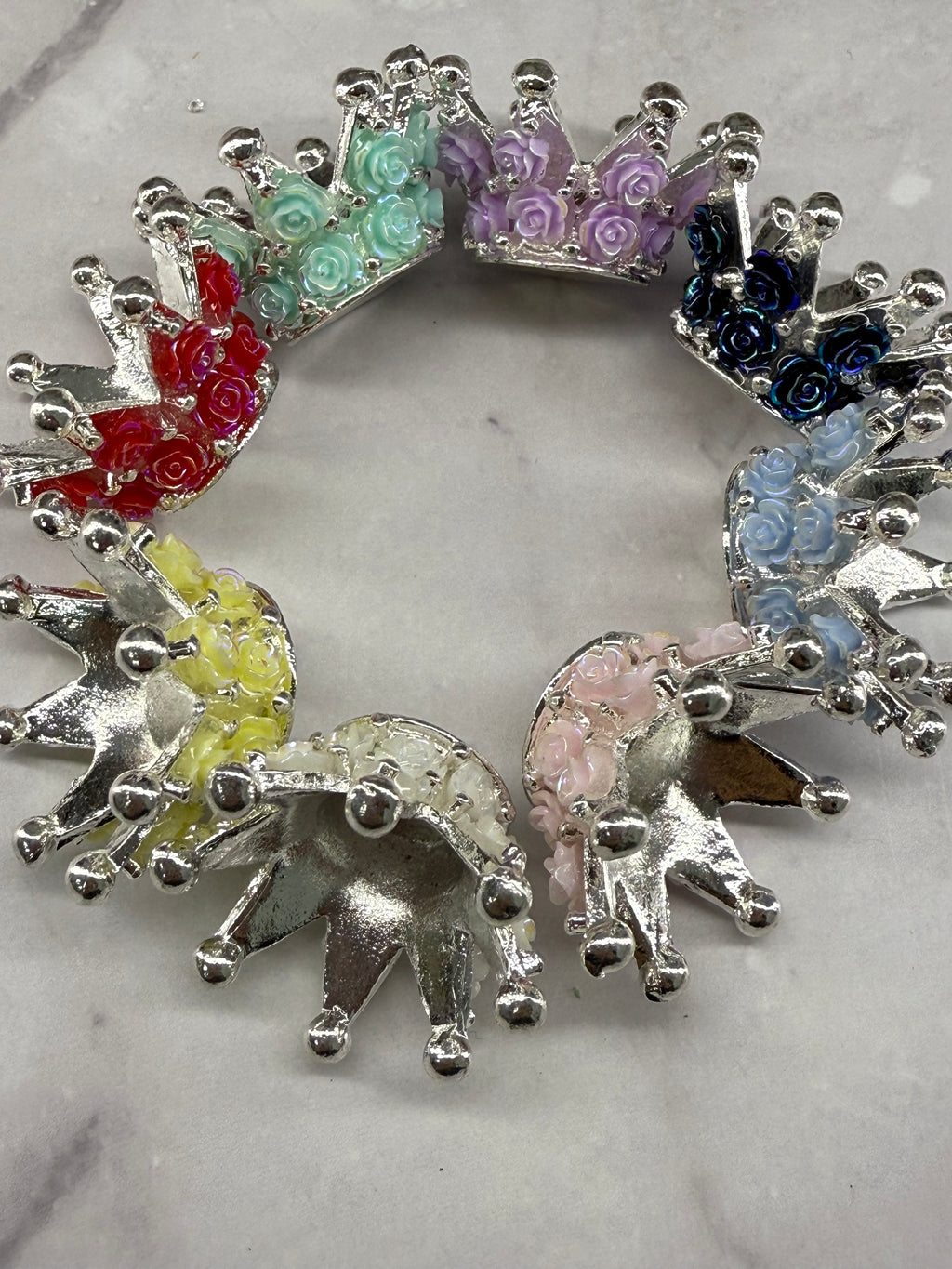 Rose Metal Alloy Crown Beads