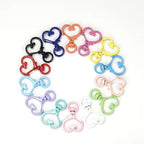 Heart Shaped Snap Clamp Keyrings (10Pc)