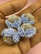 18mm Big Rose and Rhinestone Beads