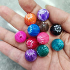 16mm Bright Color With White Flower Beads