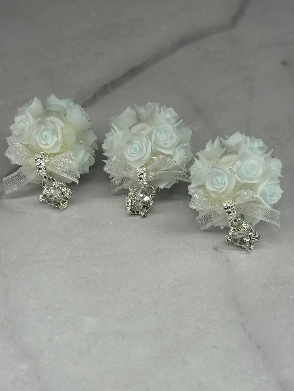 Fancy Rose Beads with Rhinestone Dangle Heart