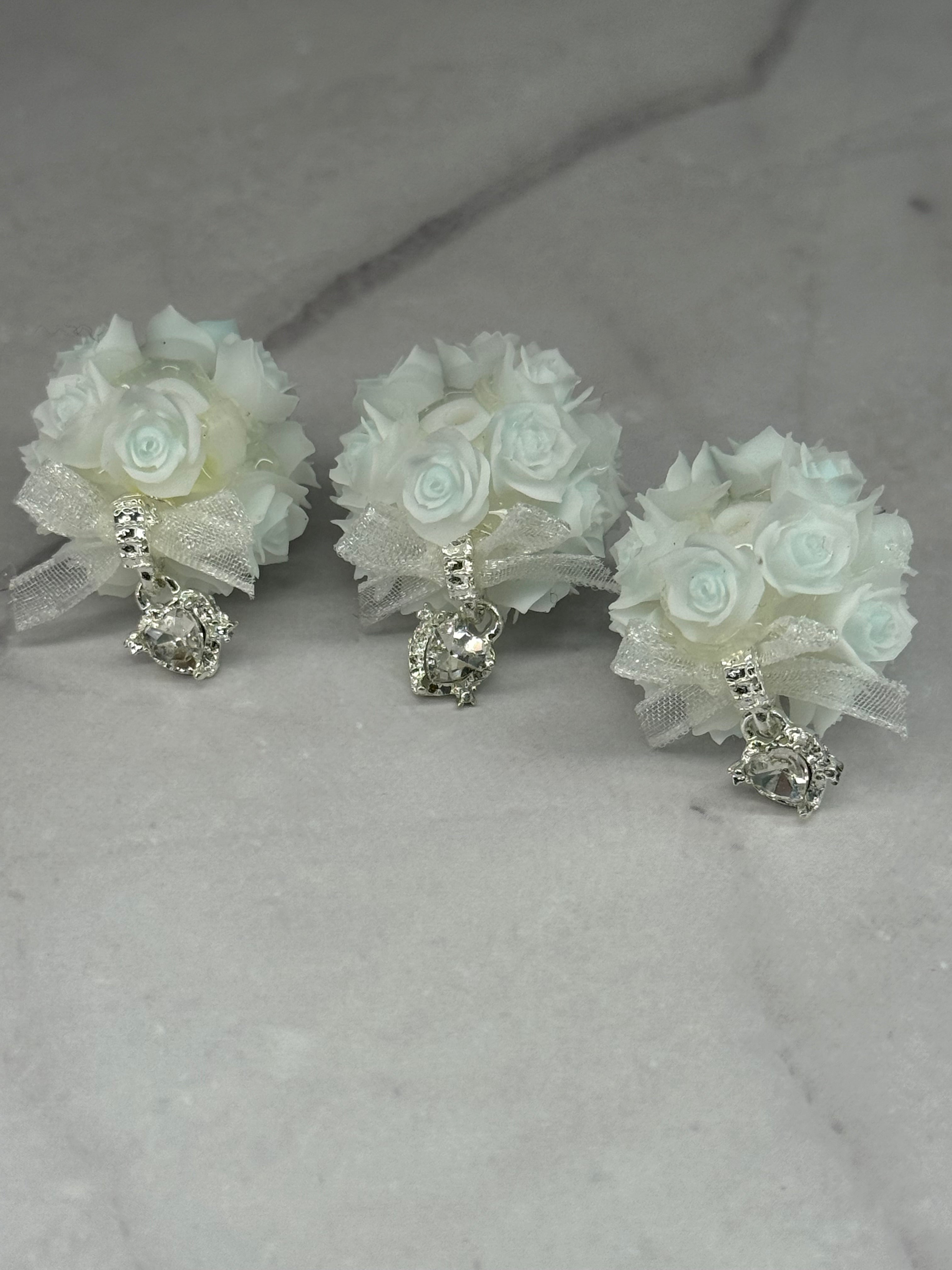 Fancy Rose Beads with Rhinestone Dangle Heart