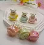 Cute Bear In Coffee Cup Resin Focal