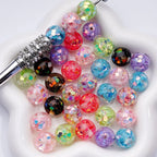 16mm UV Coating Multi-Color Shiny Heart Flakes Inside Round Acrylic Beads-A1