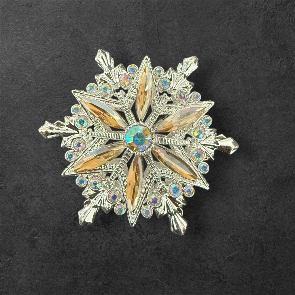 40mm Metal Alloy Snowflake Rhinestone Beads-T4